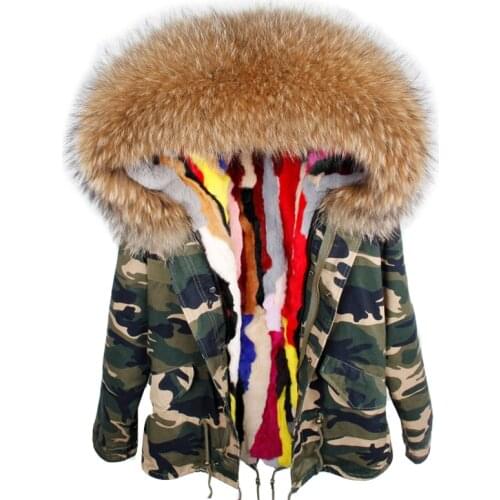 2021 parka winter jacket women parka real fur coat big natural raccoon fur collar hooded rabbit fur parkas warm thick streetwear