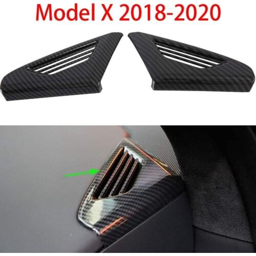 Front Side Air Vent Outlet Cover Trim Frame for Tesla Model X 2018-2020 Carbon Fiber Pattern Self-Adhesive (Pack of 2)