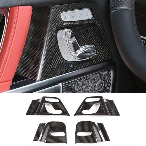 CY Car Accessories Seat Switch Adjustment Button Panel Cover Decoration for Mercedes Benz G Class W463 2019-21 Real Carbon Fiber