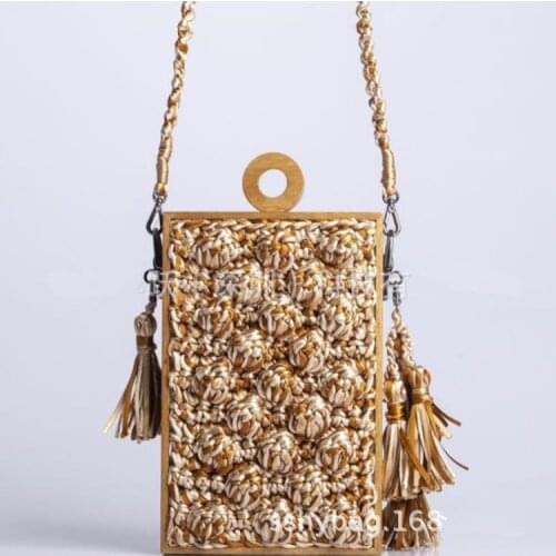 Hand-woven Women Straw Bag Ladies Small Shoulder Bags Bohemia Beach Bag Crossbody Bags Travel Tote Female Handbag Box Holiday