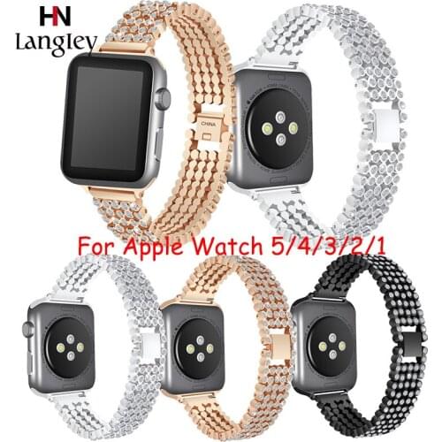 Zinc alloy Watchband For Apple Watch 5/4/3/2/1 Straps 38/40/42/44mm Fashion Flash drilling Steel solid Wristbands Bracelet Band