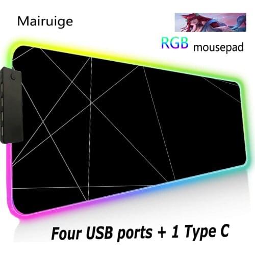 RGB Mouse Pad Rubber Xxl Personality Stripe Black Large MousePad Mini Pc LED Light Luminous Laptop Keyboard Desk Pad Waterproof
