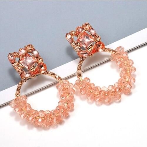 Handmade Crystal Earrings For Women Hot Sale Boho Beaded Statement Drop Dangle Earring Fashion Statement Jewelry