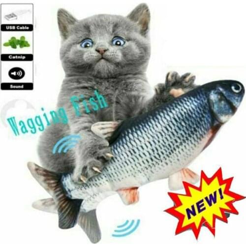 Rocking fish jumping fish teasing cat fish plush toy simulating electric fish jumping rechargeable plush toy