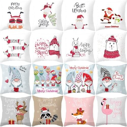 Cartoon Christmas peach skin pillowcase 2020 new sofa pillowcases square cushion cover Christmas gift
