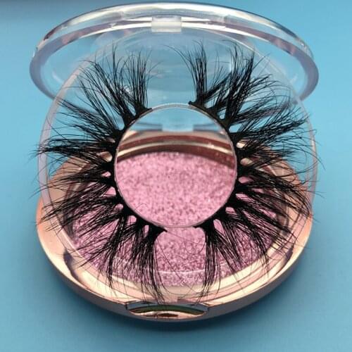 Make your own logo custom 3D mink lashes lashes round case box with private logo for bulk wholesale order