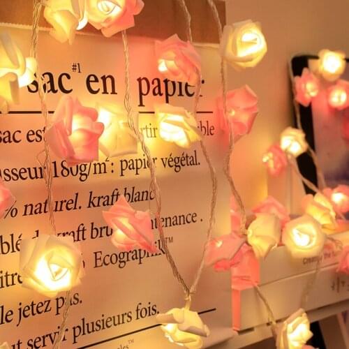 1.5/3/6M/10M LED Garland Artificial Flower Bouquet String Lights Foam Rose Fairy Lights For Valentines Day Wedding Decoration