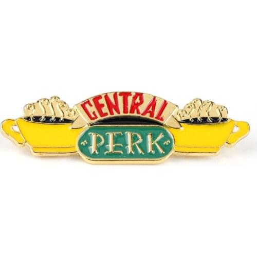 TV Show Friends Central Perk Coffee Time Brooches For Women Men Alloy Brooch Pin Handmade Trinket Breastpin