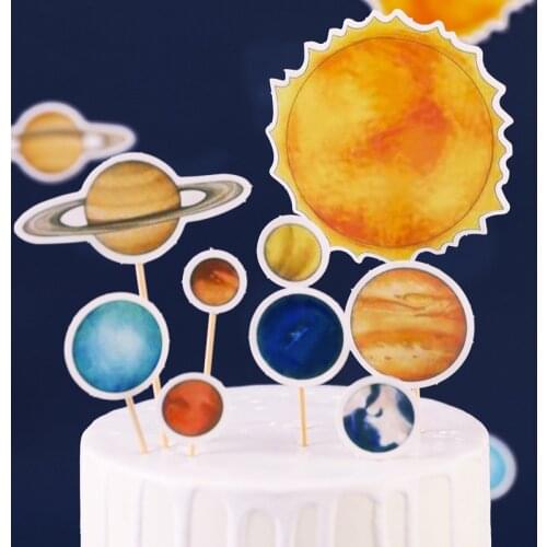Astronaut Theme Party Decoration Cake Topper Creative Planet Spaceman Children Birthday Party Dessert Table Cake Decoration