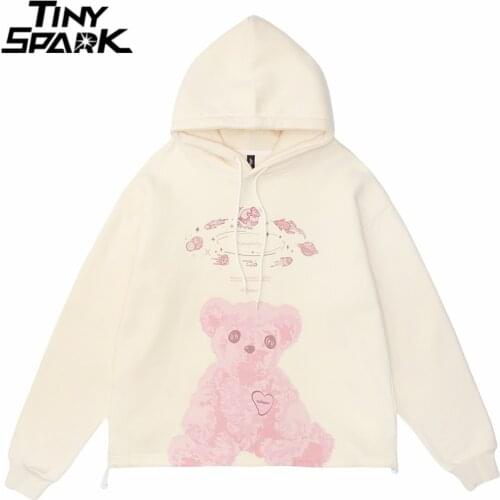 Streetwear Sweatshirt Hip Hop Hoodie Funny Bear Print Hooded Pullover 2021 Men Harajuku Cotton Casual Sweatshirt Autumn Hoodie