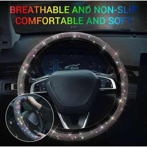 Crystal Bling Rhinestone Car Steering Wheel Cover Universal Fit 37 38cm Car SUV Car Interior Accessories