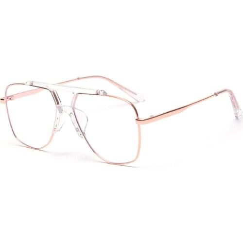 Veshion Polygon Glasses Women Fashion Anti Blue Light Metal Big Frame Square Sunglasses for Men Uv400 2021 Clear Lens