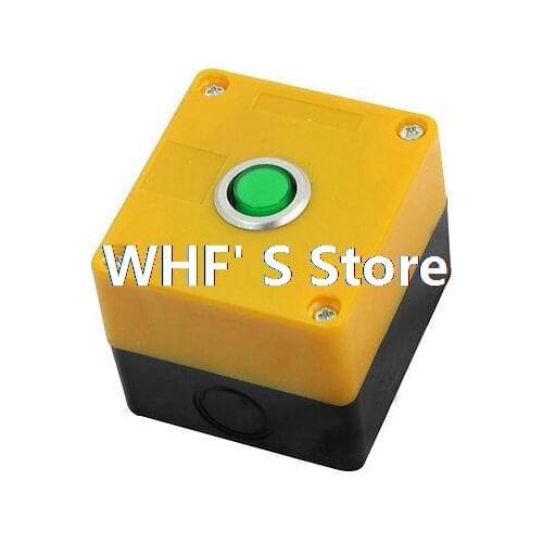 Green Light SPDT Locking Rectangle Push Button Control Station Box AC 220V 5A