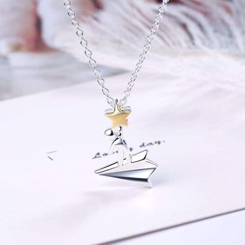 Fashion 925 Sterling Silver Cute Aircraft Pendant And Necklaces For Women 18Inch Chain Wedding Party Jewelry Gift 2021 GaaBou