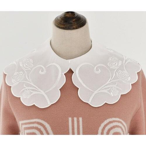 Linbaiway Fashion Big Lapel Fake Collars for Women White Shirt Removable False Collars Female Lace Blouse Detachable Collar