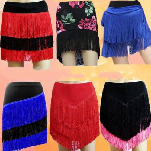 Ballroom Female Lady Tassels Fringed Latin Dress Skirt Adult Costume Women competition Practice wear Cha Cha/Rumba/Samba/Tango