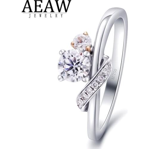 100% Natural 0.3ct Main Real Diamond Engagement Ring Solid Real 10K White Rose Gold Unique Gift For Women Certificated