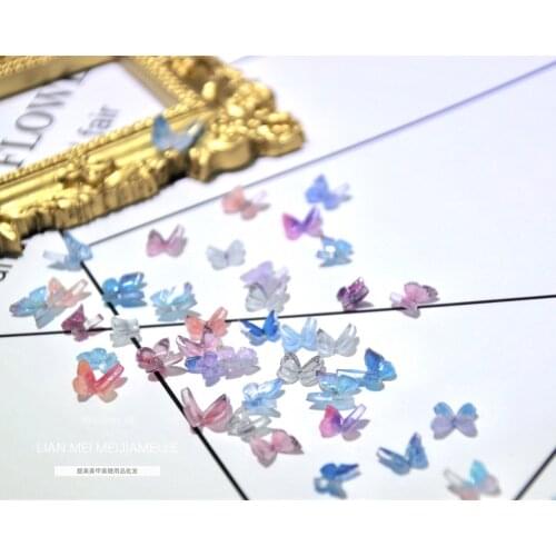 100pcs Japanese-Style Net Red Manicure Handmade Resin Butterfly Manicure Butterfly Jewelry Three-dimensional nail stickers,H876