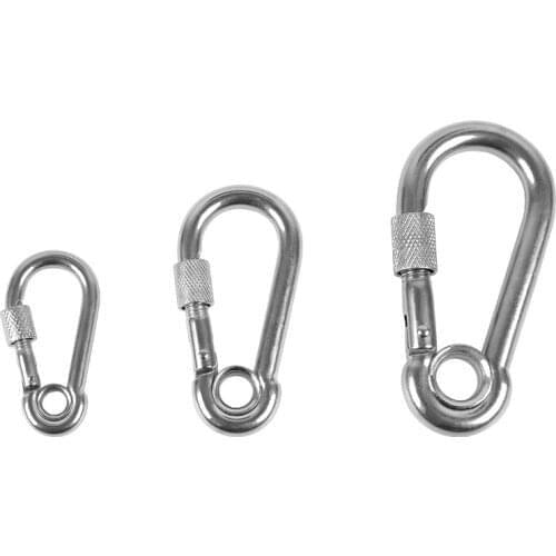 10PCS/LOT M4/5/6/7/8/9/10 SUS304 Carabiner W/Screw Eyelet Lock Snap Hook Safety Buckle Secure Carabiner Snap Hook