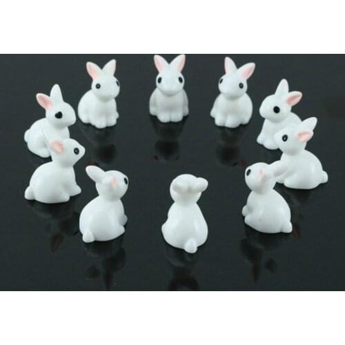 15 Pcs Lovely Miniature Mini Rabbit Resin Garden Fairy Ornament Flower Plant Pot Home Figurine Animal Decor Figurines Miniatures