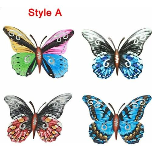 4pcs Metal Butterfly Wall Decoration Lovely Outdoor Garden Decorations Hanging Ornament Sculpture Wall Artwork Miniaturas Animal