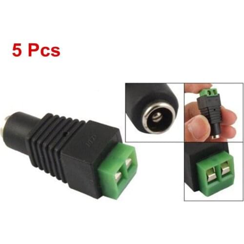 5pcs 5.5 x 2.1mm DC Female to Male Connector Power Adapter Cable Female Plug Jack for SMD5050/3528/5630 LED Strip Light