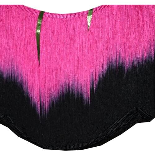YACKALASI 5 Yards/Lot Rayon Fringe Tassel Lace Ombre Dip Dye Macrame Loop bottom Latin Dress Samba Trims 30CM Long
