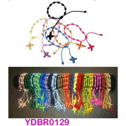 50pcs/lot Mix colors Wholesale PULSERAS DECENARIOS,HANDMADE CROSS Knotted Rosary Bracelets
