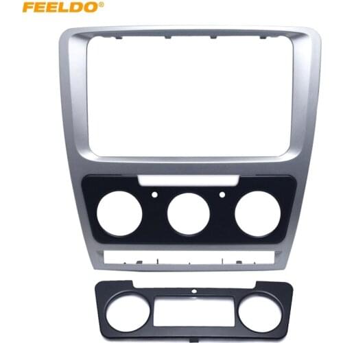 FEELDO Car Radio Stereo 2DIN Fascia Panel Refitting Frame Facia Trim Install Mount Kit For Skoda Octavia Auto/Manual A/C