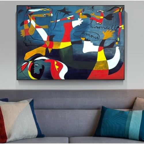 Joan Miro Famous Abstract Oil Paintings Print on Canvas Wall Art Posters for Modern Home Living Room Decor