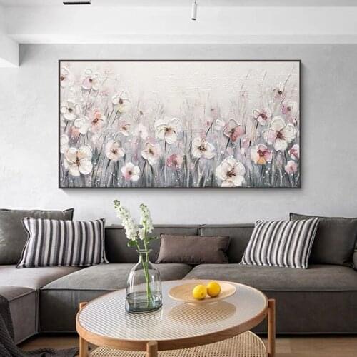 Heavy Textured Knife Beautiful Flower Oil Painting Picture 100% Hand Painted Wall Decoration Canvas Art Pieces Acrylic Artwork