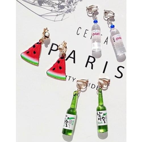 Korean Fashion Cute Star Moon Simulation Long Hanging Earrings For Girl Women Non Pierced 2021 Trend Accessories Gift