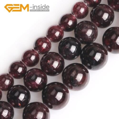 GEM-inside Big Hole 1.5mm-2mm Natural 6mm 8mm 10mm Dark Red Garnet Round Beads For Jewelry Making 15" Wholesale