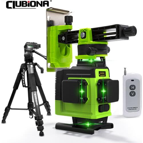 CLUBIONA IE16R 16 Lines 4D Green Beam Laser Level Remote Control German Module With 1.5m Telescopic Tripod & Li-ion Battery