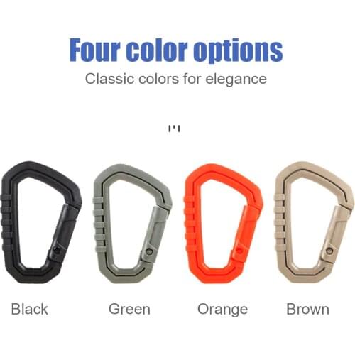 Lightweight Outdoor D-Shaped Backpack Carabiner Clasp Plastic Steel Climbing Hiking Bag External Hanging Buckle Keychain Clip