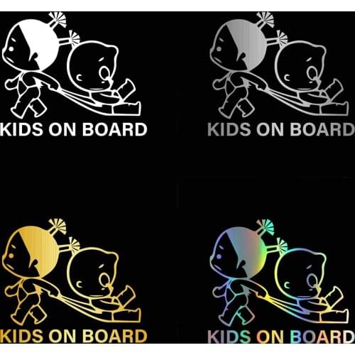 Hot Reflective KIDS BABY ON BOARD Car Stickers and Decals Rear Window Trunk Cover Scratch Decorative Styling Vinyl KK PVC18*14cm