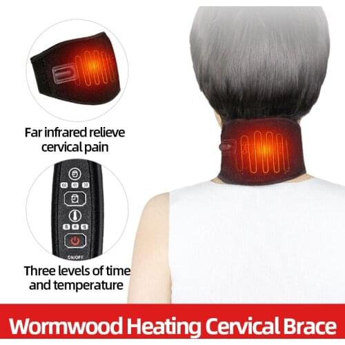 USB Electric Heating Magnetic Therapy Neck Brace Belt Moxibustion Relief Neck Pain Warmer Massager For Posture Corrector