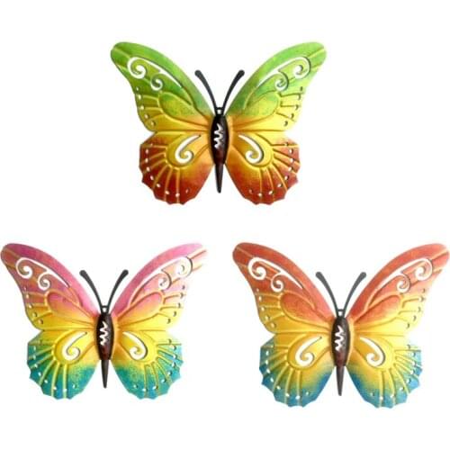 Metal Butterfly Wall Decor, 3 Pack Metal Wall Art Butterfly Decorations Hanging for Patio,Fence,Garden,Yard,Outdoor Wall