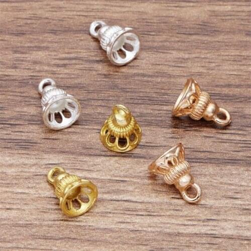 50pcs/lot 8.5X11mm Metal Spacer End Caps Filigree Charm Spacer Beads for DIY Jewelry findings Making