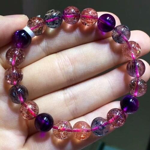 Genuine Natural Lepidocrocite Quartz Super 7 Seven Melody Stone 9.3mm Women Man Stretch Beads Bracelets Certificate AAAAAA