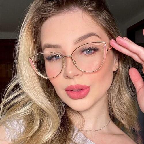 2020 New Women frame Fashion cat eye computer glasses vintage Transparent Anti-blue light Optical glasses frame