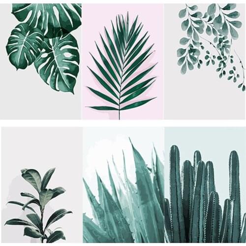 New DIY 5D Diamond Painting Scenery Cross Stitch Plant Leaves Diamond Embroidery Sunset Full Square Round Drill Home Decor Gift