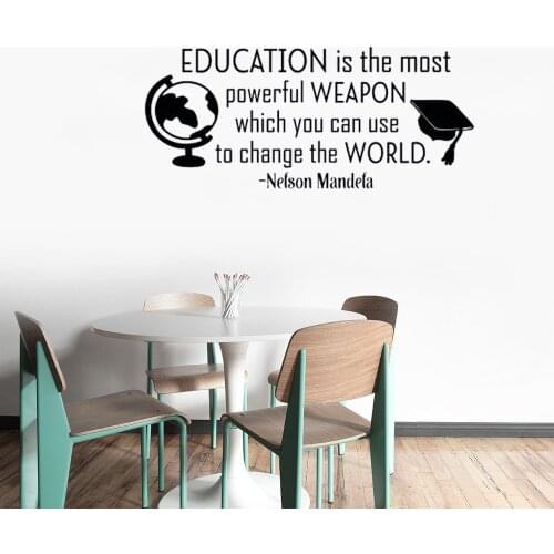 Education Is The Most Powerful Weapon Wall Sticker Inspirational Wall Decal Quote Removable Vinyl Wall Art Murals Poster