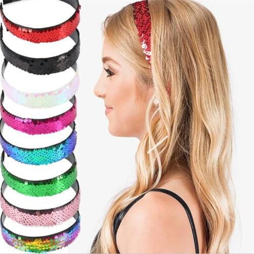 Glitter Flip Sequins Girl Hairband Headband Hair Hoop for Women Girls Christams Hair Bands New Year Headdress Gifts