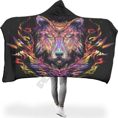 Animal Tiger Hooded Blanket 3D printed Wearable Blanket Adults Kids Various Types Hooded Blanket Wearable 02
