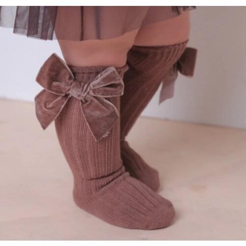 Baby Infant Boys Girls Socks Newborn Toddler Knee High Socks Bow Knot Solid Cotton Stretch Autumn Winter Tights Leg Warmer 0-3Y