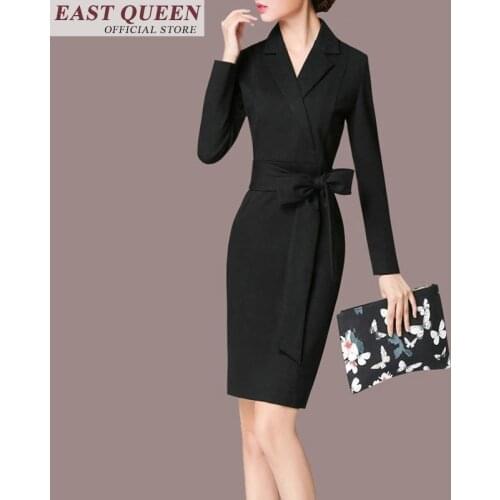 Social dress office dresses ladies 2018 business casual special black tunic long sleeve female dress FF431