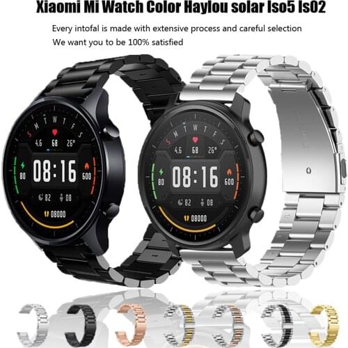 20mm/22mm Strap For Xiaomi mi Watch Color Bracelet Stainless Steel Band for xiaomi Haylou ls02 Replacement Wrist belts