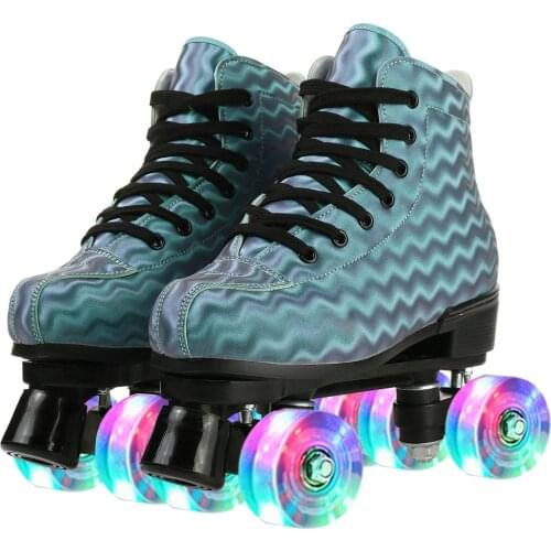 Roller Skates Outdoor Beginner Quad Women Skates Sea Wave Shoes Sliding Skating Sneaker Blade ABEC-7 Bearings Led 4 Wheels Cool