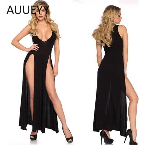 Sexy Lingerie Porno Exotic dresses Pajamas Women Sex Costumes Low neck exposed legs Sexy Dress Porn Hot Underwear Langerie robe